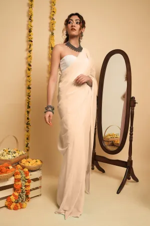 Teejh Farah Peach Georgette Ready to Drape Saree